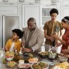 a family lunching together