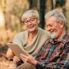 an elder couple reviewing documents